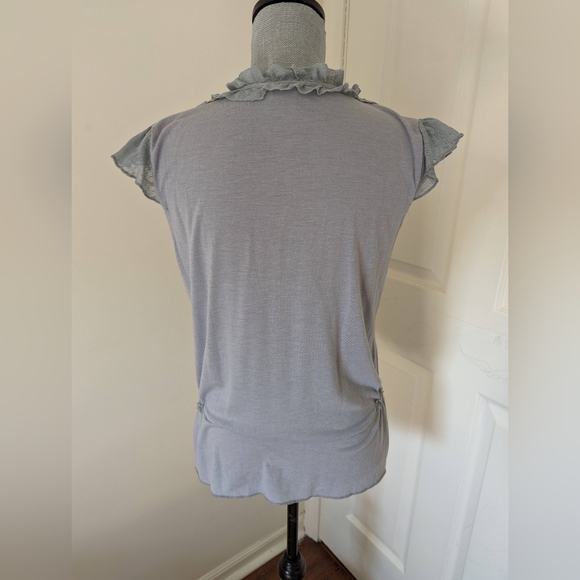 [Xhilaration] Lace Cap Sleeves Ruched Waist Neck Bow - L - Picture 4 of 5